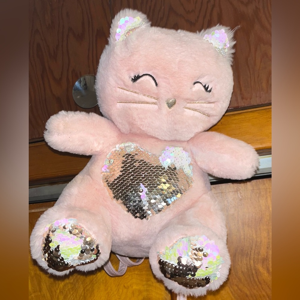 THE CHILDREN'S PLACE Flip Sequin Cat Faux Fur Mini Backpack